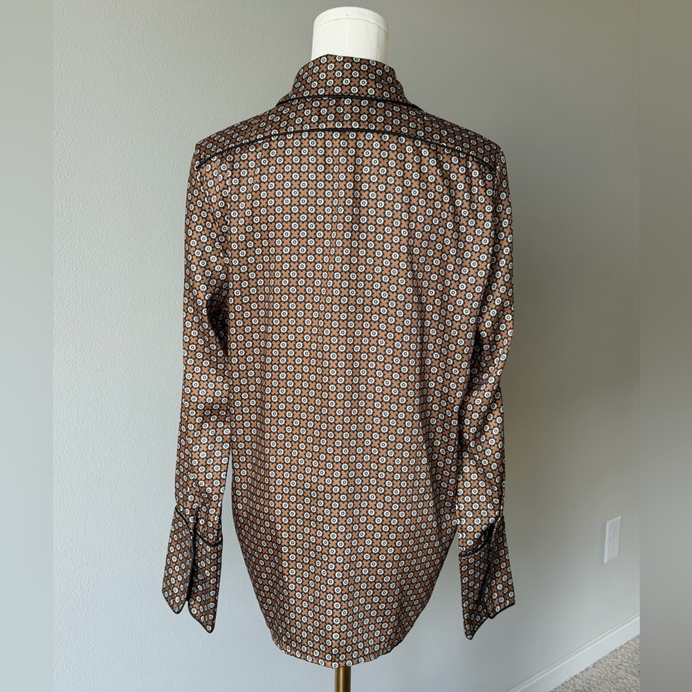 Avantlook Brown Daisy Floral Button-Front Shirt Blouse / Boho Retro - Picture 5 of 11